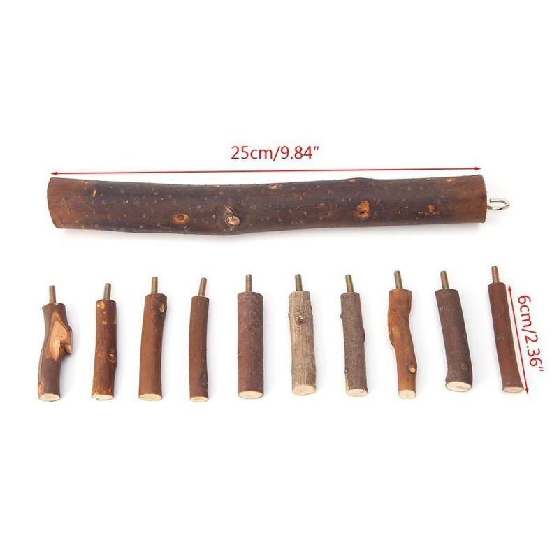 Lemn Natural Papagali Scară Rotativă Stând Papagal Pasăre Jucării de Mestecat Mușcat