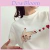 Modisches Damen-Mädchen Koreanisches Sommer-T-Shirt mit Herz-Print, Freizeit, Kurzarm