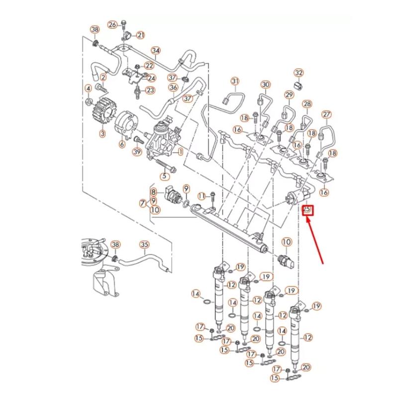Car Return Line Leakage Oil Hose for Golf 03L130235K Replacement Leakage Fuel Hose Auto Engine Fuel Overflow Line