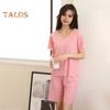 3 Teile/satz Frauen Sommer Pyjamas Set O Hals Kurzarm T-shirt Elastische Taille Shorts Breite Bein Falten Hosen Dame Loungewear Nachtwäsche Set Homewear Top