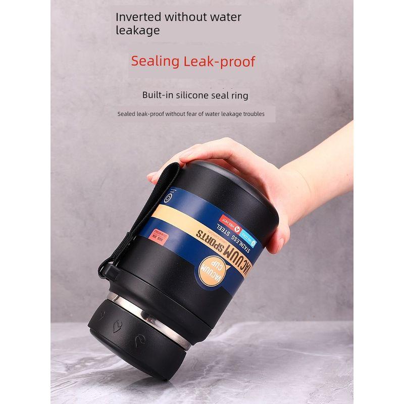 Large Capacity Vacuum Cup 316 Stainless Steel Tea Cup Men and Women Water Cup Student Cute Short Stout Big Belly Cup 1L
