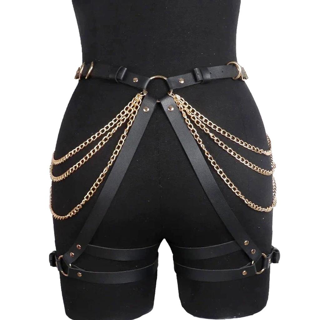Leather Lingerie Punk Bondage Lingerie Garter Belt Harness Belt Leg Garter Short Belt Adjustable Harness Harness Women