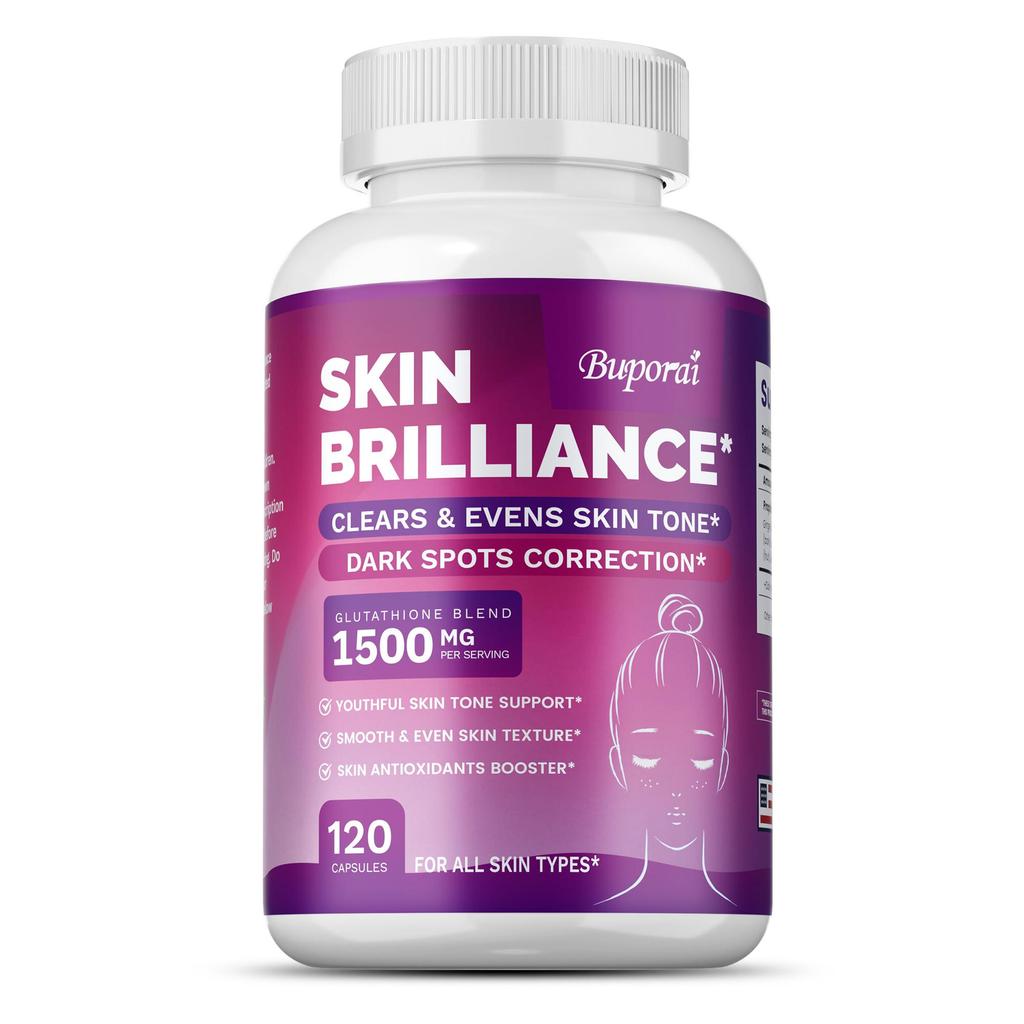 Buporai Le Capsule di Glutatione supportano un tono della pelle uniforme, migliorano la texture della pelle e schiariscono le macchie scure.