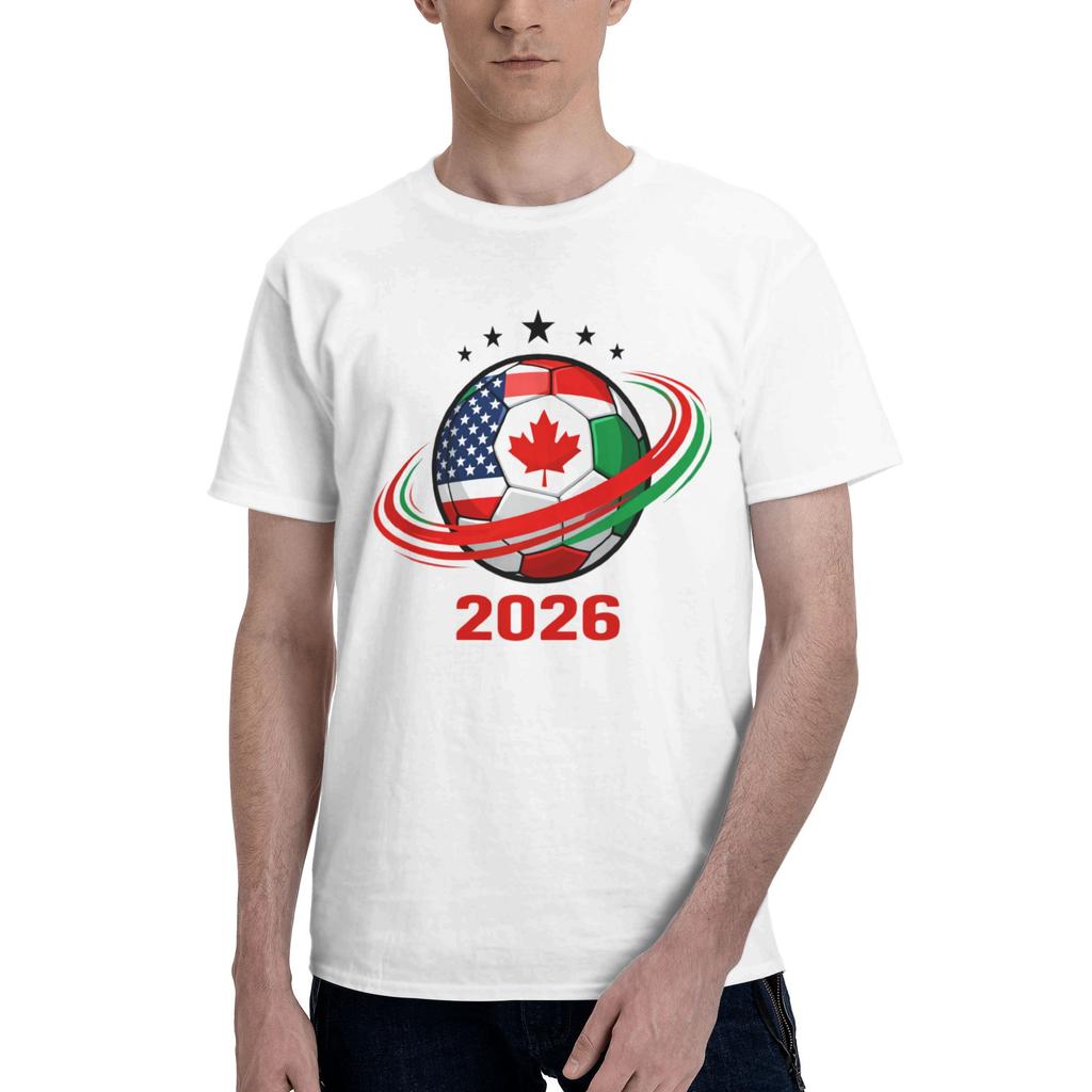 Custom Trendy 2026 Football Soccer Cups T Shirt Unisex Short Sleeves Pure Cotton Tshirt Casual Usa Canada Mexico Tees Tshirts