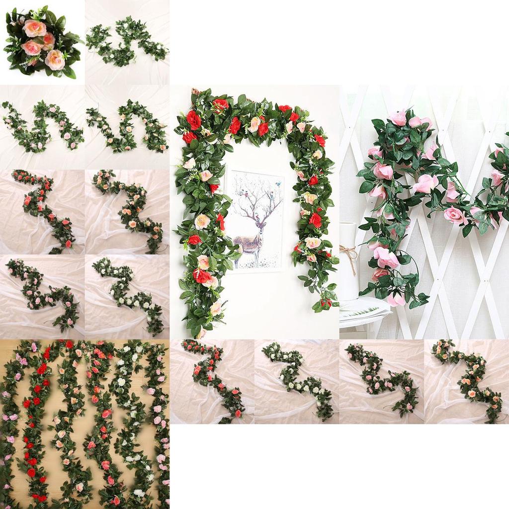 Rose Artificial 25m Leaf Garland Silk Flower Vine Ivy Wedding Garden Home Decor