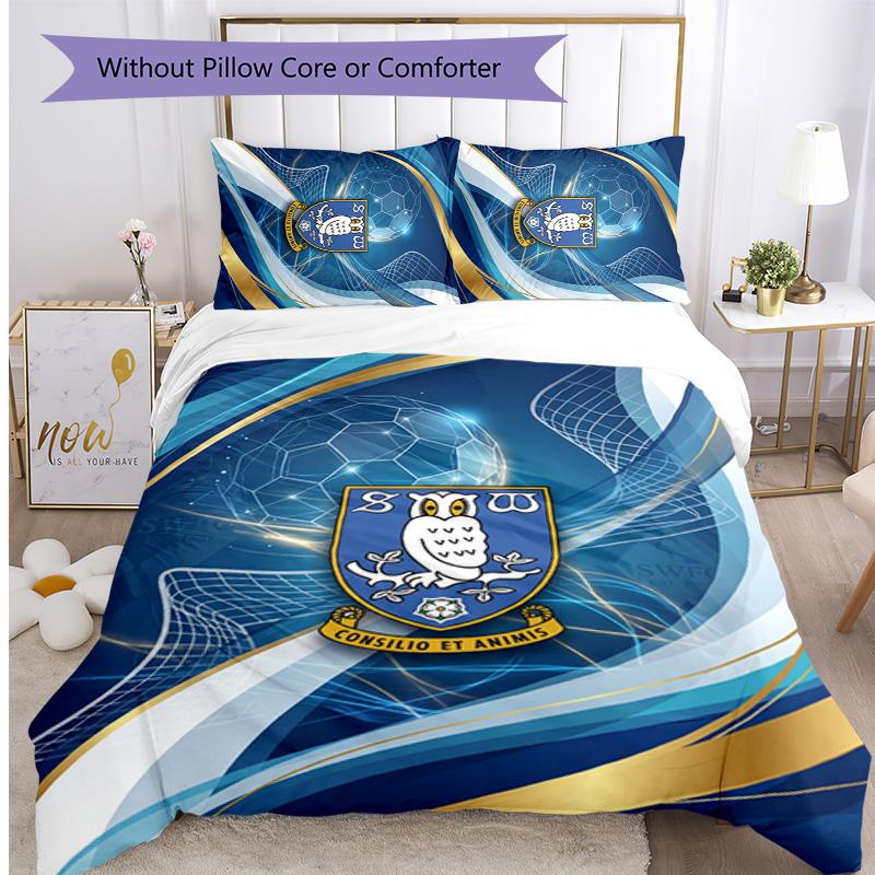 Sheffield Wednesday Football Printed 3 Pieces Bedding Set, Comfortable Skin Friendly Bedroom Duvet Cover Set