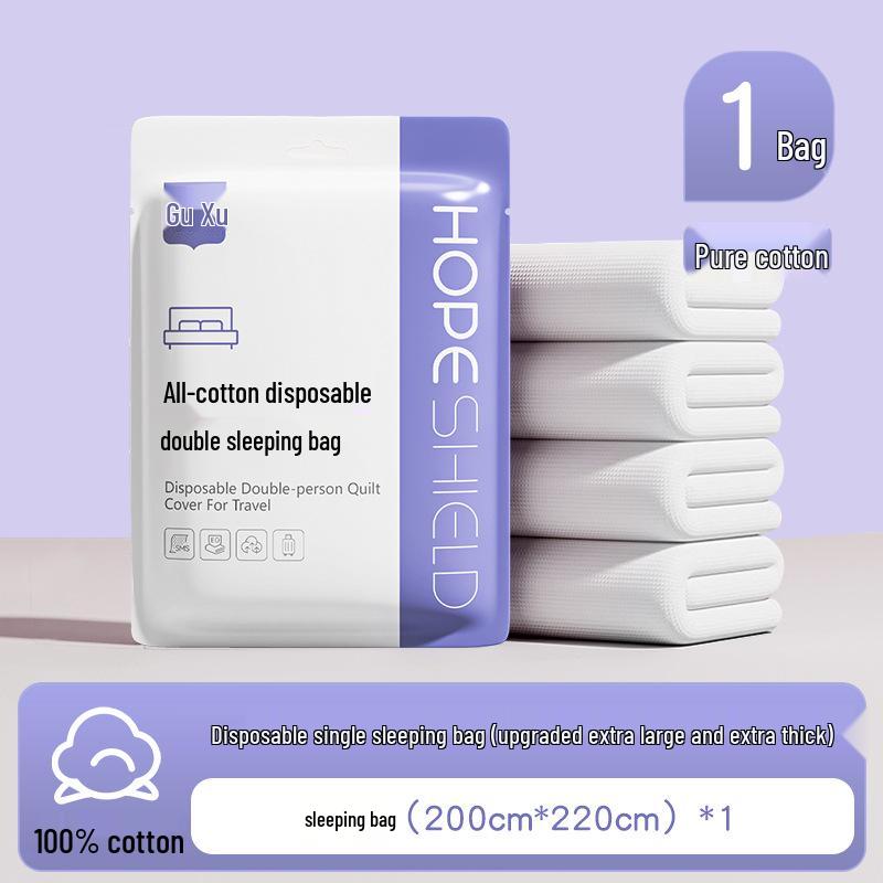 100% Baumwolle Dickes Einweg-Bettwäsche-Set: Bettlaken, Bettbezug & Kissenbezug - Tragbar, Schmutzabweisend für Hotel & Reise