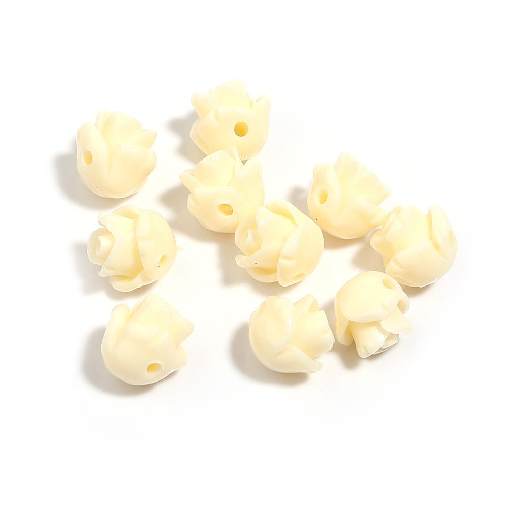 10Pcs/Lot Resin Beads 6 8 10 12 15mm Colorful Rose Shape Hole Size 1.5mm Beads For Charm Jewelry Making Diy Bracelet Necklace