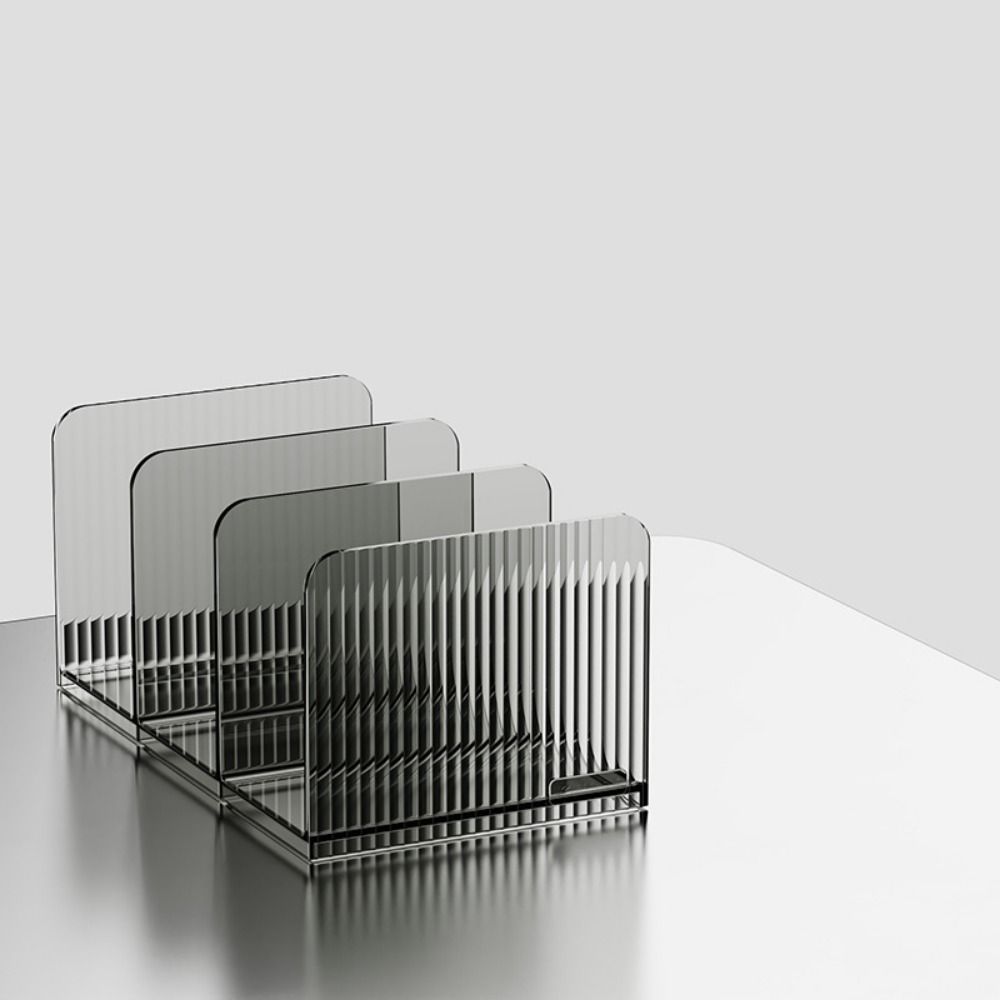 Non-Slip Documents Stand Three-Compartment Book Holder Durable Transparent Bookends  Stationery