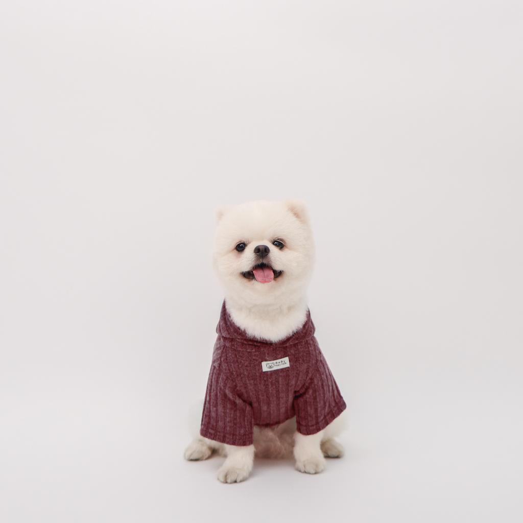 Burgundy Pet Hoodie, Winter Warm Dog Hoodies, Dog/Cat Hooded Sweatshirt, Soft Warm Pet Clothes for Small Medium Dogs Cats