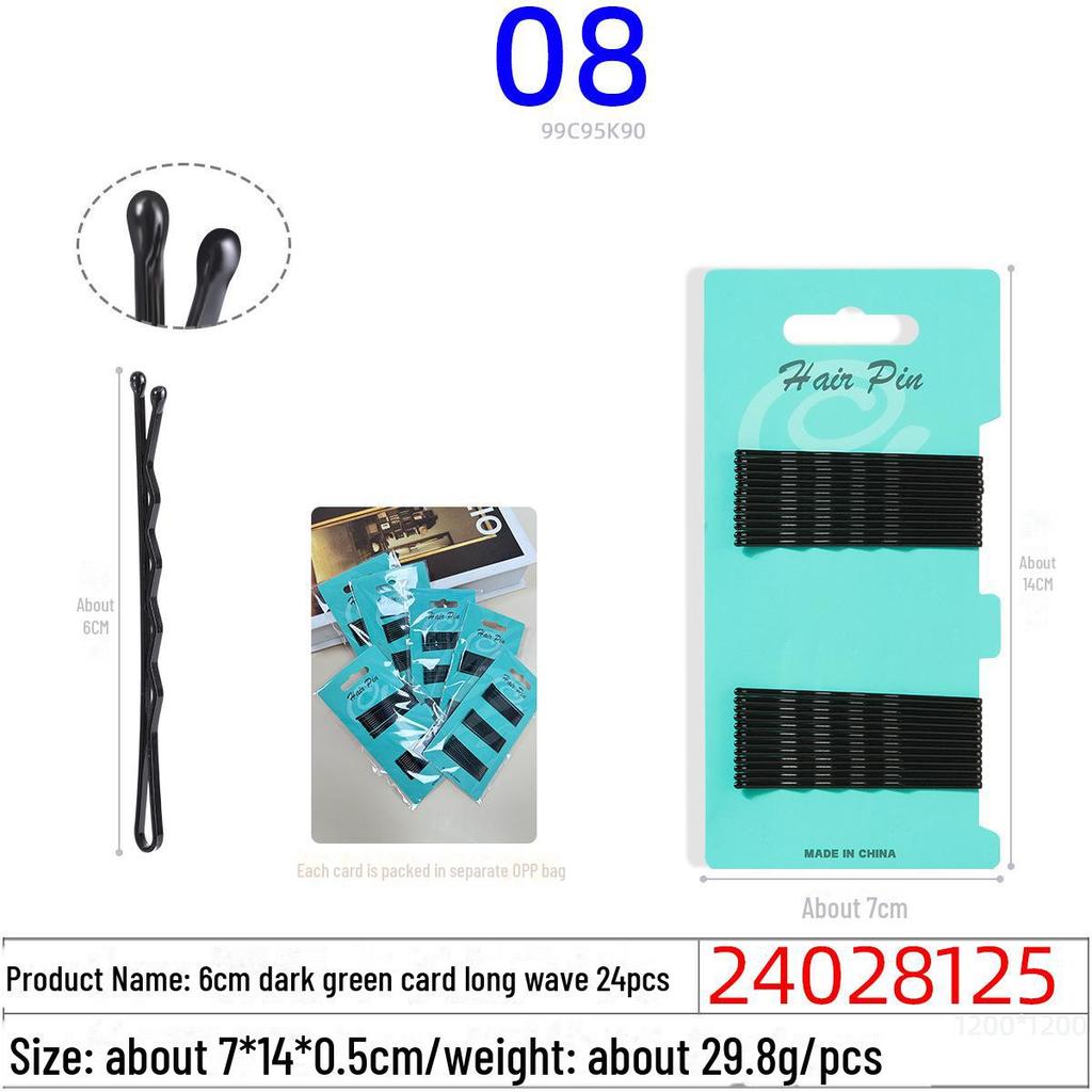 Multicolor Black Wave Hair Clips: One-Line, U-Shaped, Gold & Silver, Steel, Ball Head, Hairpin Set