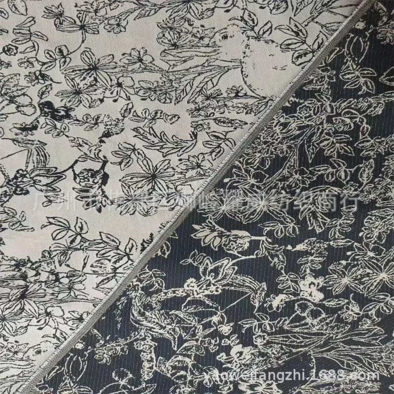 Chinese Style Rabbit Cherry Jungle Animal Jacquard Fabric Loafer Shoes & Bucket Hat.