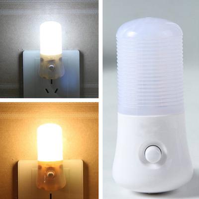 Tragbares 3W Warm/Weiß LED Nachtlicht Zuhause Nachttisch US Stecker Schalter Mini Lampe