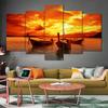 SELBSTLOS 5 Panels/Set Sonnenuntergang Boot Schiff Landschaftsbilder Leinwandmalerei Poster Drucke Wandkunst Für Wohnzimmer Heimdekoration