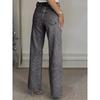 Shiny Rhinestone Jeans Pants Sexy Women High Waist Elegant Night Club Diamonds Denim Straight Trousers
