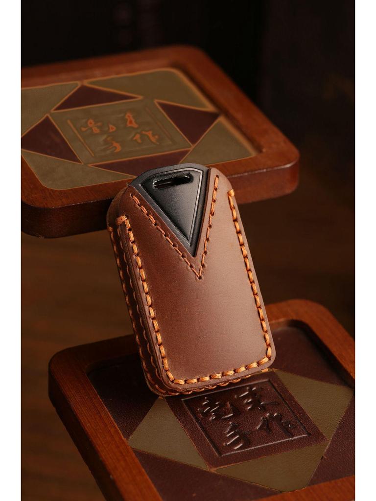 Genuine Leather Key Cover for Honda Fit, Civic, Accord, or Crown Road.