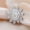 Womens Jewelry Four Petal Flower Brooch French Style Stainless Steel Gold Color Trendy Pin for Wedding Office Gift