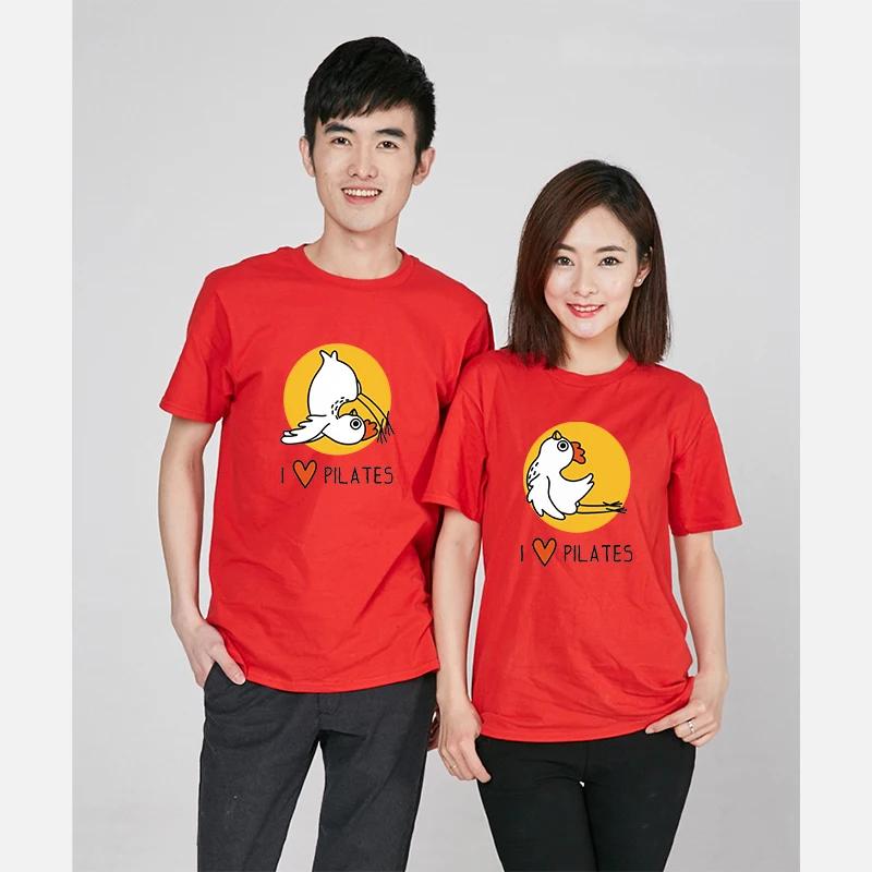 I LOVE PILATES Falling Chicken Printed T-shirt Men Women T-shirts Summer Cotton Tops Cotton Loose Street Hip Hop T-Shirts