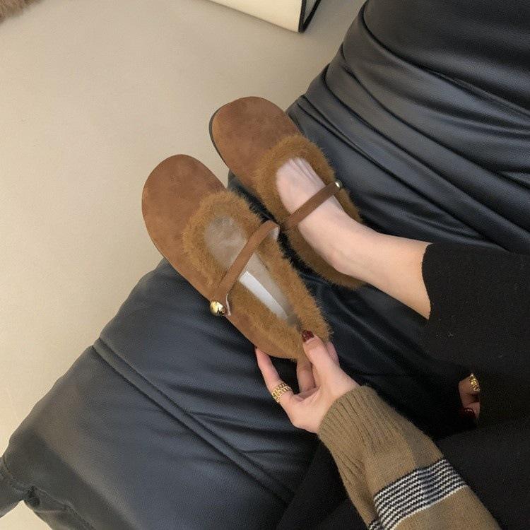 Mary Jane Shoes, Leopard Print Plush Women's Beanie Shoes, New Plush Shoes In Autumn and Winter 2025, Flat Shoes