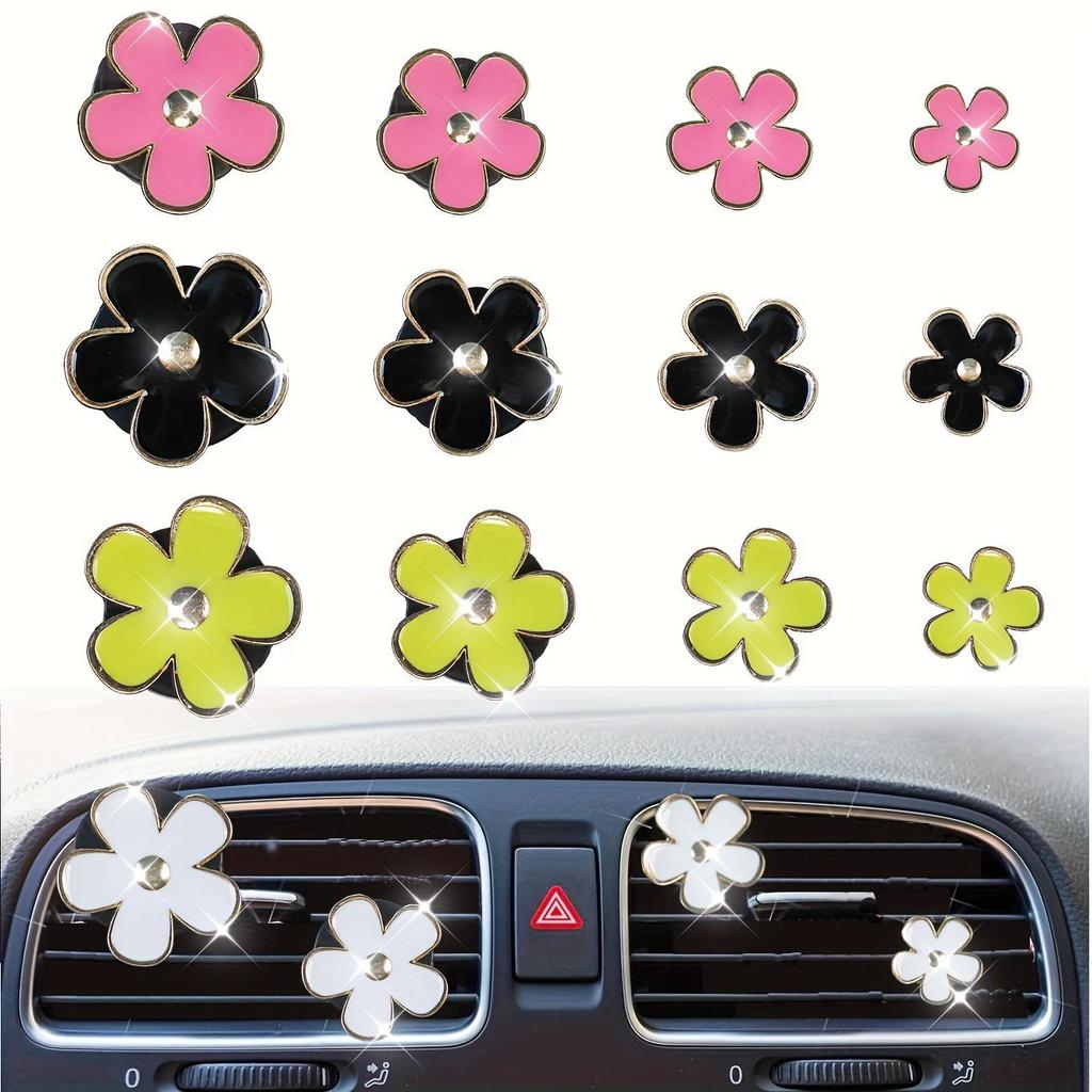 Alloy Daisy Car Air Freshener Clip - 4PCS Fragrance Decoration