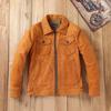 Chinese Size  Uncoated Frosted Natural Cowhide Men Leather Jacket Soft Short Slim Fit Vintage Genuine Leather Coat Autumn