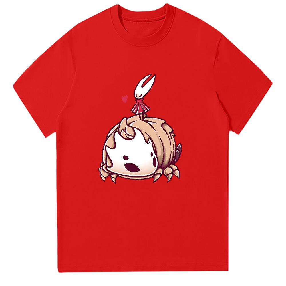 

Hollow Knight Silksong Мультяшные футболки Хорнет и Зверь-колокол Унисекс футболка Игровая Высококачественная хлопковая футболка Смешная Y2K с коротким рукавом XXL красный