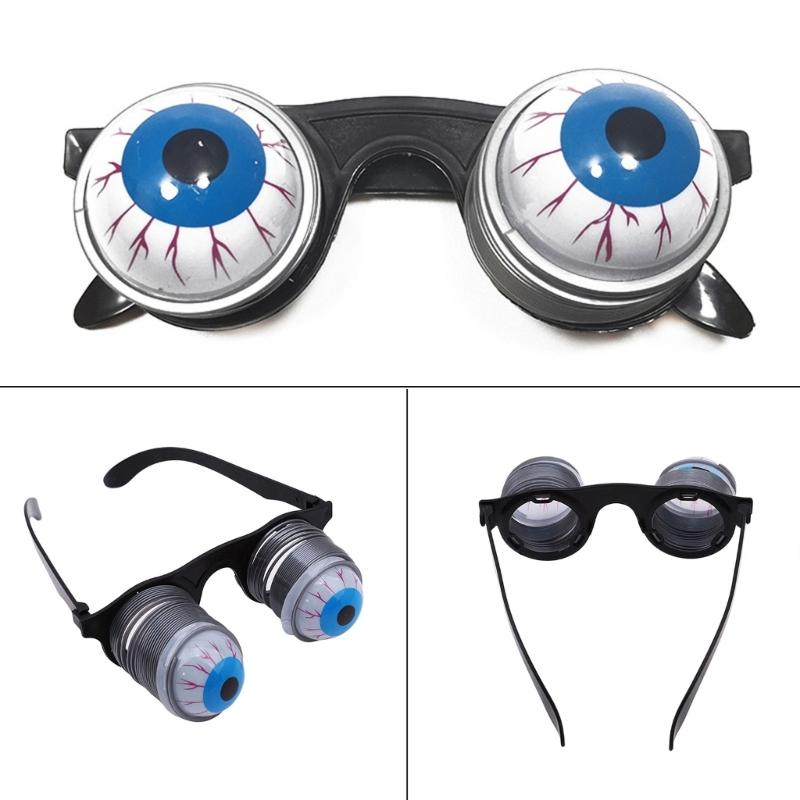Drooping Spring Eye Ball Glasses Prank Toys Horror Halloween Costume Droopy Eye Glasses for Kids Adults Photo Booth Prop