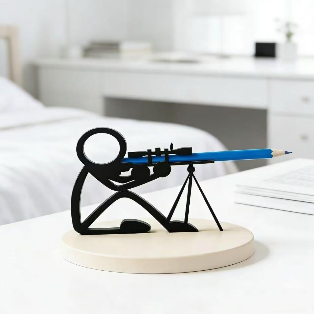 3D Schwarzer Stickman Krieger Stifthalter Plastik Lustige Stiftverzierung 3D Gedruckter Bleistifthalter Schüler