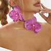 2026 New Colorful Flower Stud Earrings Necklace Set for Women Exaggerated Butterfly Orchid Floral Earrings Holiday Jewelry Gifts