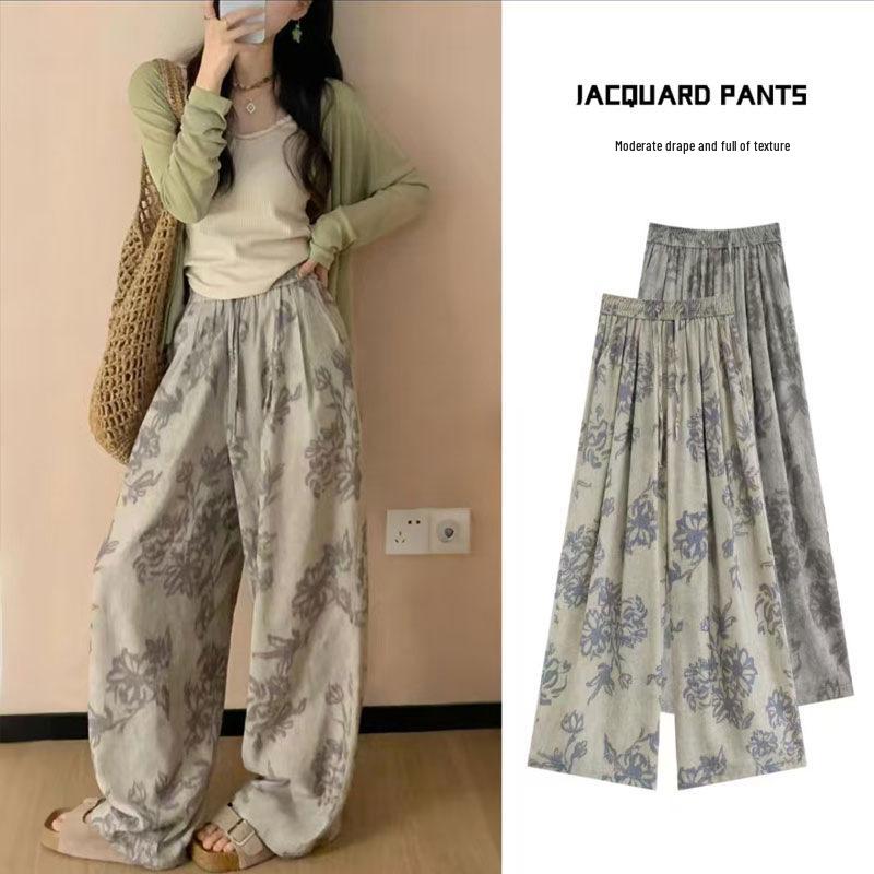 Women's Summer 2026 Sun Protection Wide-Leg Printed Pants - Slimming, Casual, and Versatile Long Style