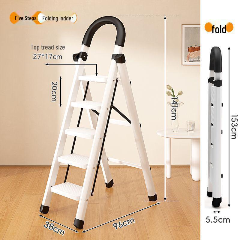 Compact Folding Telescopic A-Frame Ladder: Portable, Lightweight, Multi-functional, Indoor Use.