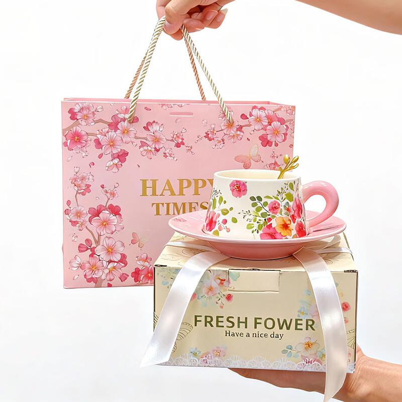 Floral Oil Painting Ceramic Coffee & Tea Cup Set