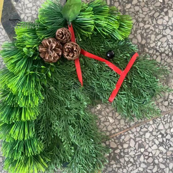 Couronne De Noël Tête De Cheval - Décoration De Porte Rustique Et Festive - 40x30 Cm - 6
