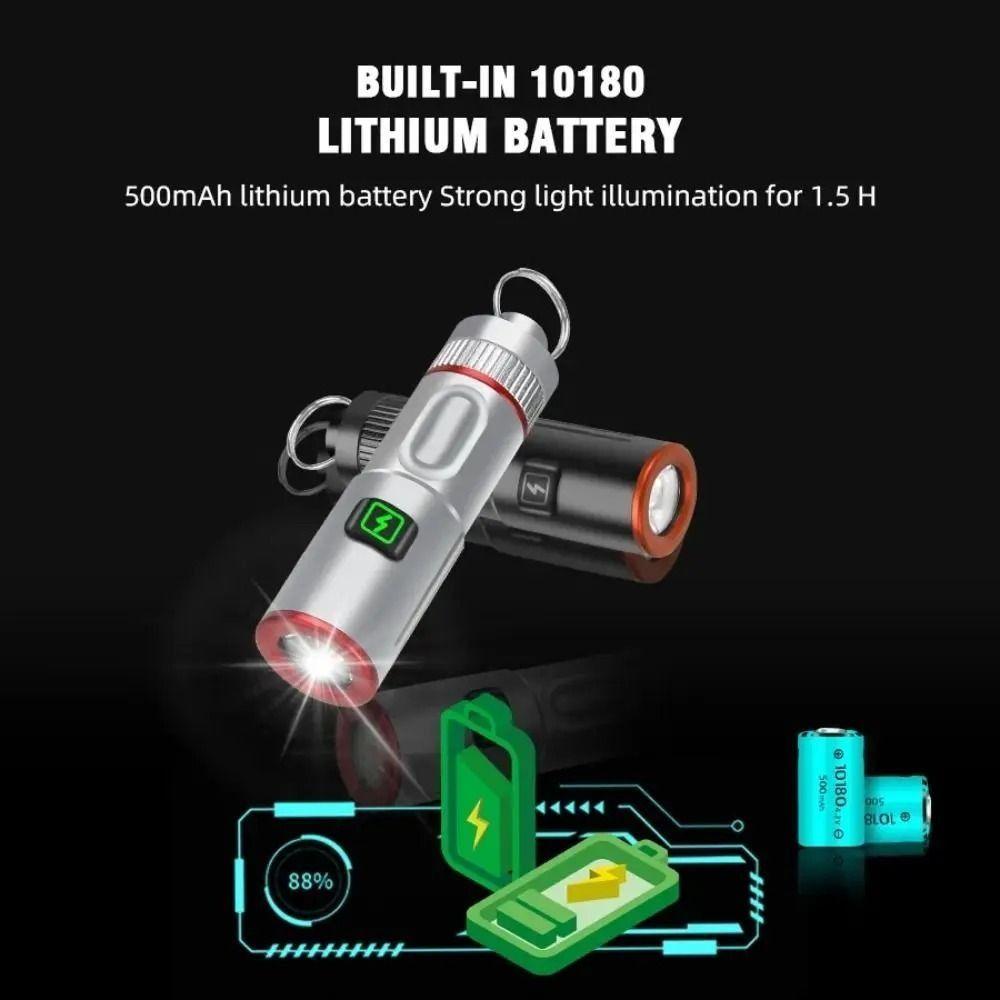 High Power Keychain Flashlight 6 Modes Adjustable Emergency Torch Mini LED Flashlight  Hiking