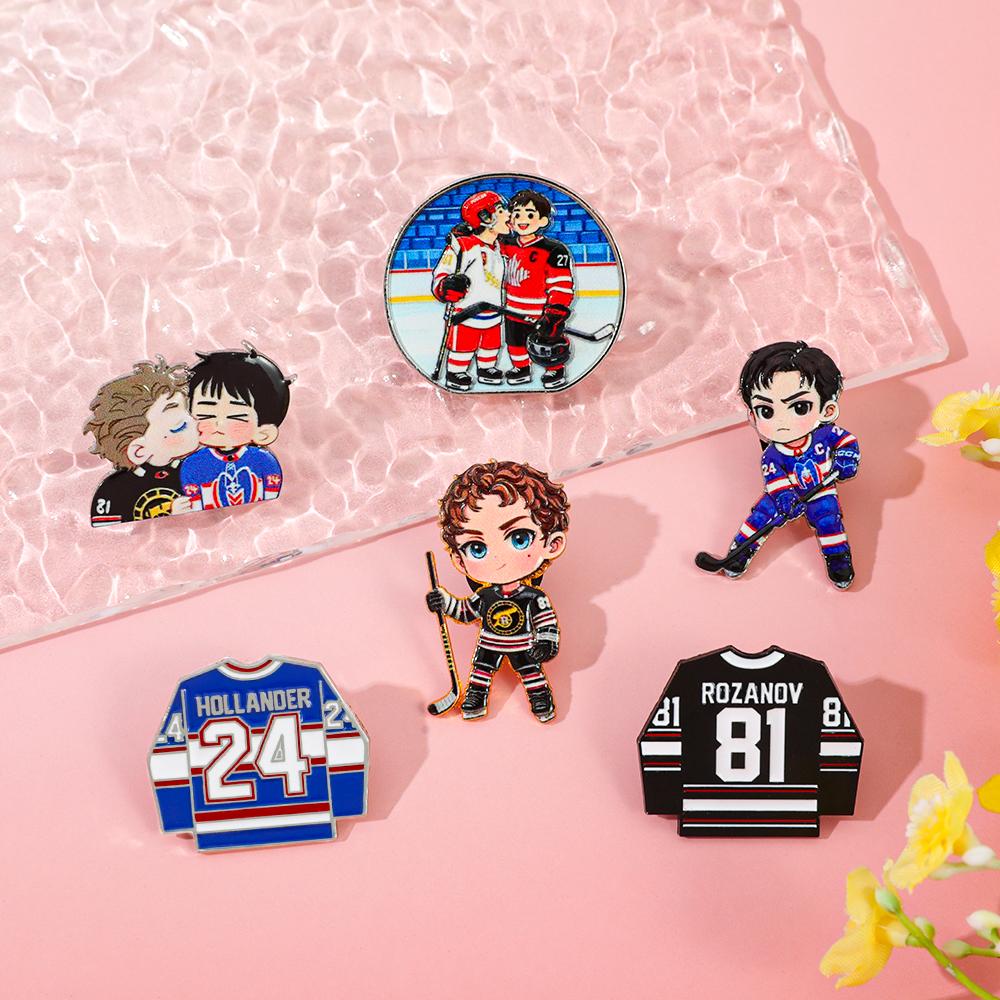 6pcs "Heated Rivalry" Enamel Pin Canadian TV Brooch For Coat Women's Brooches Fashion Lapel Badges Jewelry Gift for Friends
