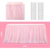 MAQIHAN 6 FT Pink Tulle Table Skirt – Table Skirt Tablecloth for Round Rectangular Tables Made of Tutu Fabric Restaurant Dessert Table Wedding