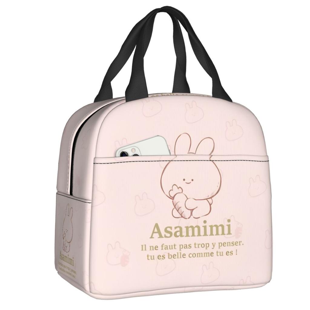 Custom Asamimichaan Anime Cartoons Asamimi Insulated Lunch Bags for Women Resuable Thermal Cooler Bento Box Work School Travel