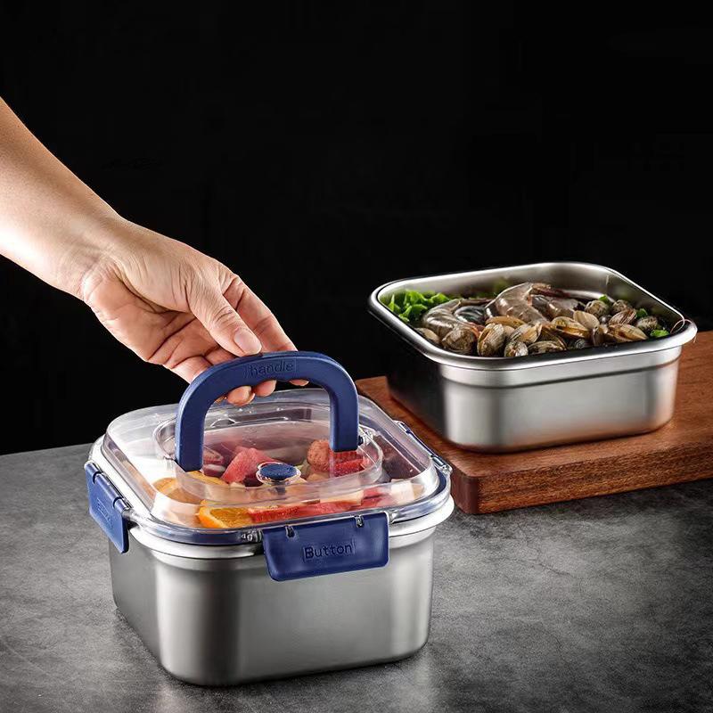 Large Capacity 316 Stainless Steel Lunch Box Sealed Anti-Drip Salad Fruit Food Container For Camping And Picnics
