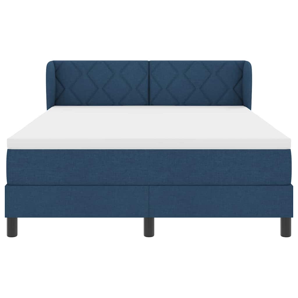 Boxspring Bed with Headboard Blue 140 x 200 cm Fabric