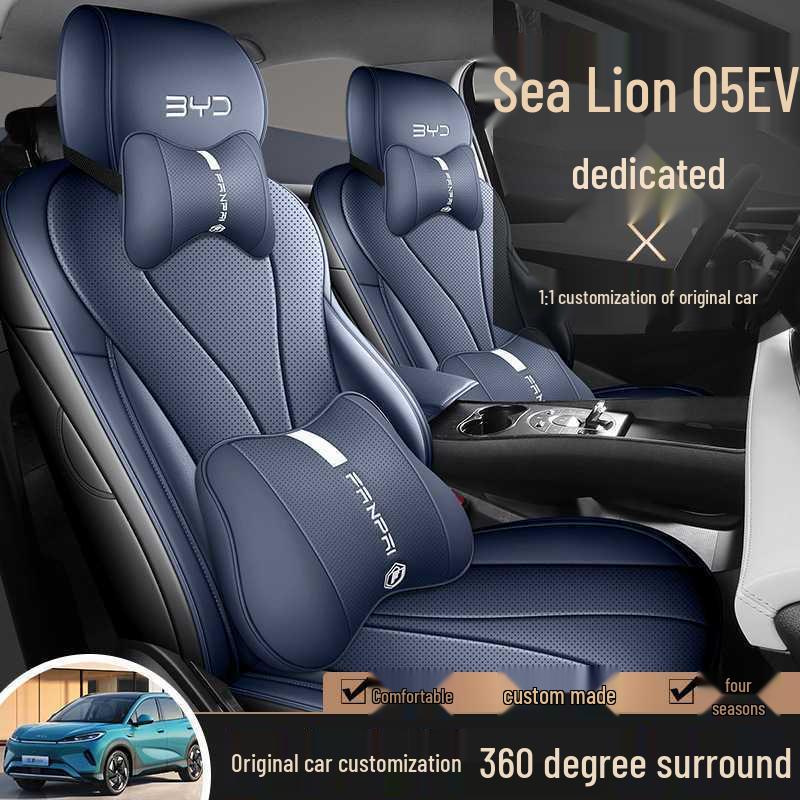 BYD Sea Lion Leather Seat Cushion - Fits 25 Car Models, All-Season, Breathable, Full Coverage.