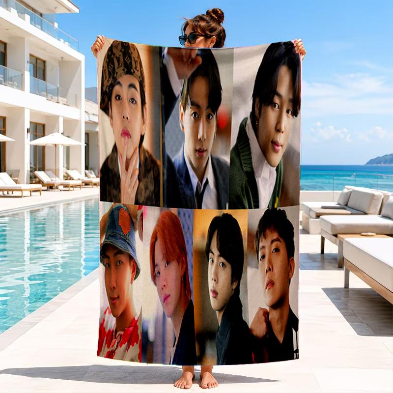 kpop Group Portrait Beach Towel, Microfiber Beach Towel, Perfect For Pool, Beach, Travel, Home Decor Beach Party Fan gifts