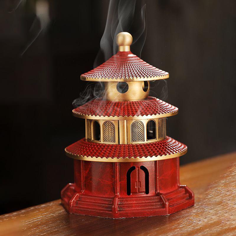 Temple of Heaven Prayer Hall Full Copper Incense Burner Household Pure Copper Incense Burner Incense Burner Tea Ceremony