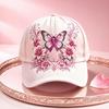 Bestickte Biene Baseballkappe mit Strass-Schleife, Muster aus Bienen und Schmetterlingen, Sonnenschutz mit gebogenem Schirm, Verstellbare Metallschnalle, Sportlich, für alle Jahreszeiten