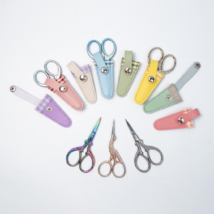 PU Leather Scissors Sleeve Scissors Protect Cover Color Lattice Scissors Sheath