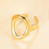 18K Gold Retro Geometric Drum-Shaped Stainless Steel Ring