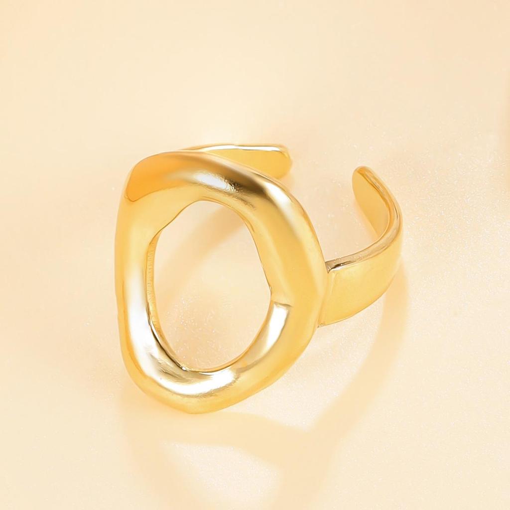18K Gold Retro Geometric Drum-Shaped Stainless Steel Ring