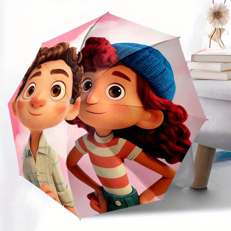 Luca & Giulia Marcovaldo Durable Cartoon Folding Umbrella, Portable 3-Fold Compact Umbrella for Men and Women, Suitable for Travel or Daily
