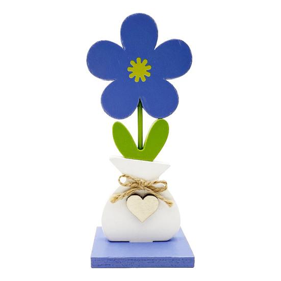 Yousheng 5Pcs/Set Wooden Flower Ornament with Base Boho Farmhouse Rustic 3D Colorful Flower Wood Table Sign Centerpiece Home Office Desktop Decoration