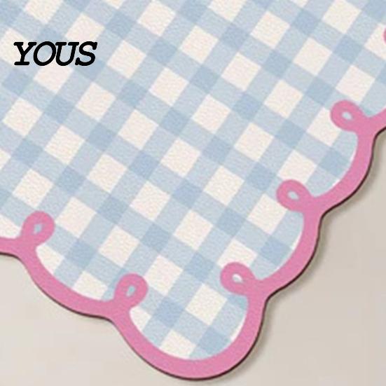 Quick-drying Kitchen Mat Diatomite Plaid Placemat with Wavy Edge, Heat Resistant Non-slip Table Pattern Mat, Absorbent Quick Drying for