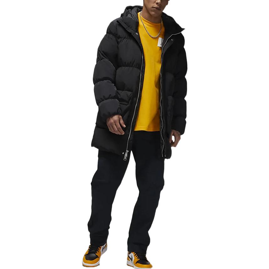Jordan Effen Kleur Met Capuchon En Rits Waterafstotend Donsjack Heren BuitenKleding Zwart DQ7347-010
